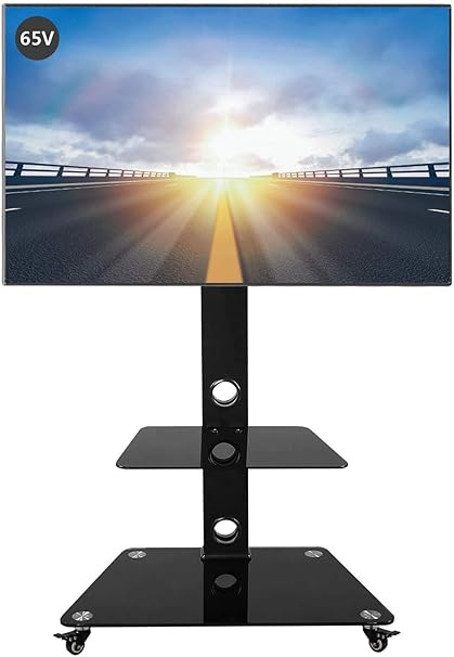 Amazon Co Jp Wlive テレビスタンド キャスター付き 液晶tvスタンド ディスプレイスタンド Tvスタンド テレビモニター 壁寄せ テレビスタンド 30 65インチ対応 耐荷重45kg Vesa規格対応 高さ3段階調節 ラック左右25 回転可能 棚板付き 幅66 奥行40 高さ1cm 省スペース