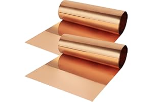 ZOFORTY 2 Rolls 0.1mm x 200mm x 1000mm Copper Sheet Roll, 99.9% Pure Cooper Cu Metal Sheet Foil Plate
