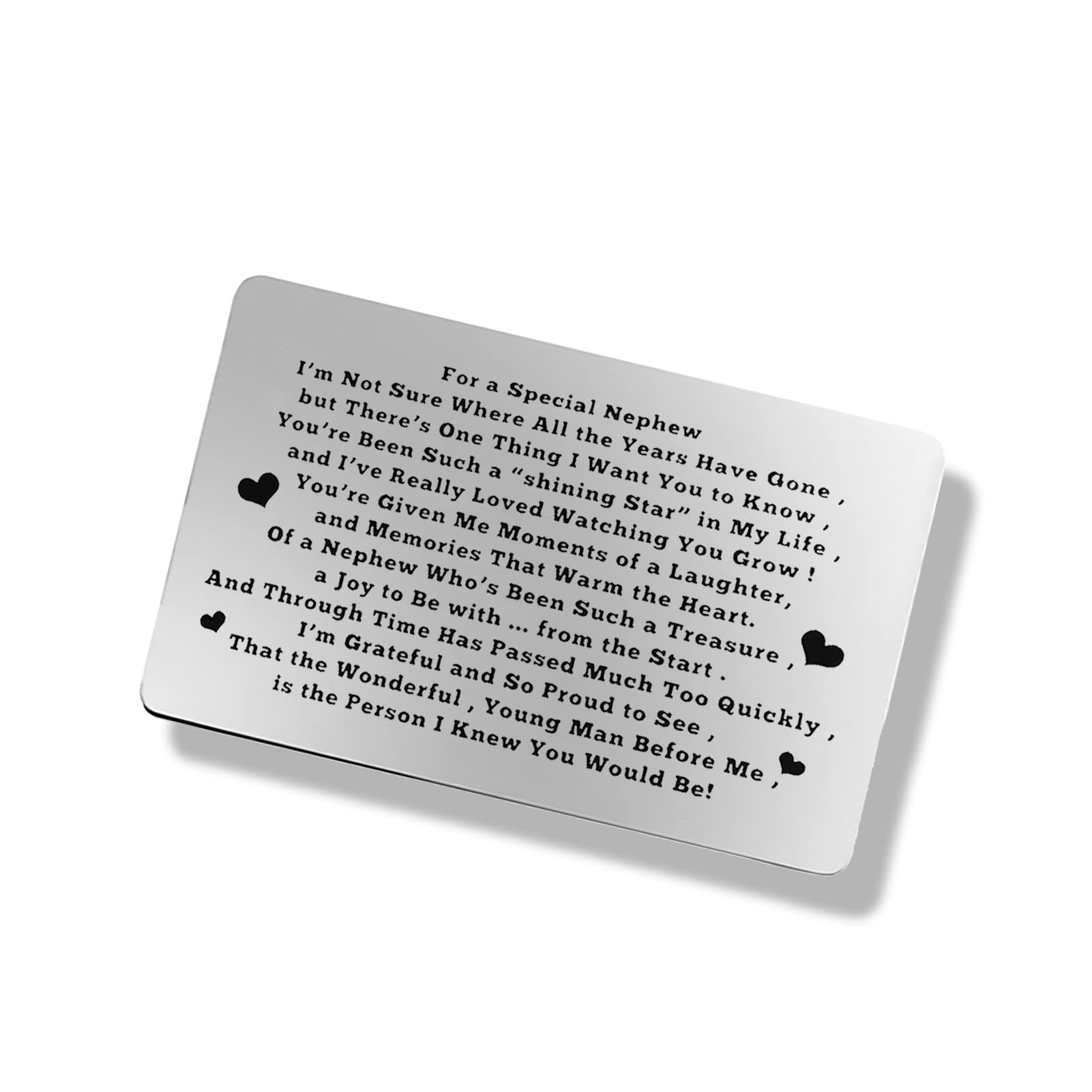 Nephew Gifts from Aunt and Uncle Nephew Wallet Card Nephew Inspirational Gift Metal Wallet Insert Card Nephew Graduation Gift Encouragement Gift Nephew Birthday Grow Gifts Christmas Gifts