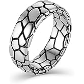 HZMAN Vintage Snake Ring for Men Women, Polished 7mm Wide Stainless Steel Silver Ring Size 7-12