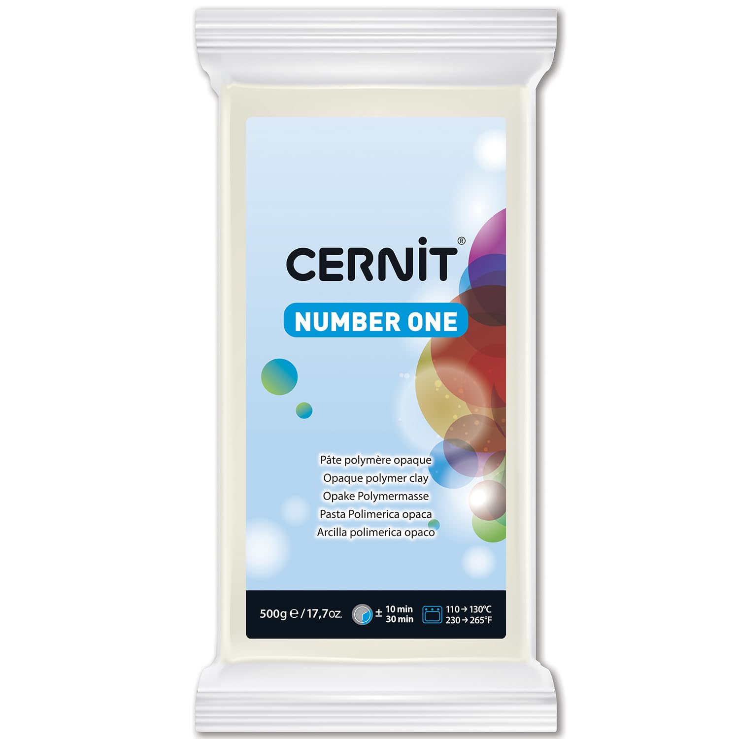 CERNIT CE0900500027C - A Pack of Polymer Clay Block - Number One Range - Modelling and Baking Clay - Opaque white - 500 g block - Manufactured in Belgium, Unit