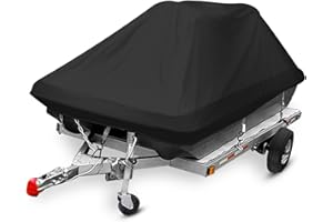 Caminor 900D Waterproof Pond Boat Cover Fits 8'-10'L Pond Prowler Bass Raider Boat and Bass Fishing Boat, Heavy Duty Marine Grade Canvas, Black