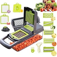 Vegetable Chopper Mandoline Slicer Cutter Chopper and Grater 11 in 1 Vegetable Slicer Potato Onion Chopper Veggie Chopper Dicer with Container Black