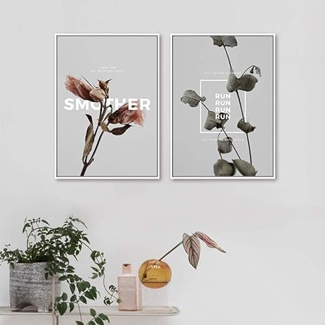 Amazon 黒と白の植物の葉ポスター北欧植物壁アートキャンバス絵画北欧 ミニマリズム写真リビングルームの装飾45x60cmx2非フレーム アートフレーム ポスター オンライン通販