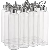 novelinks 27 OZ Plastic Water Bottles Reusable Water Bottles with Airtight Juice Bottle with Stainless Steel Lids for Eco-Friendly Travel Drinks and Beverages,12 Pack