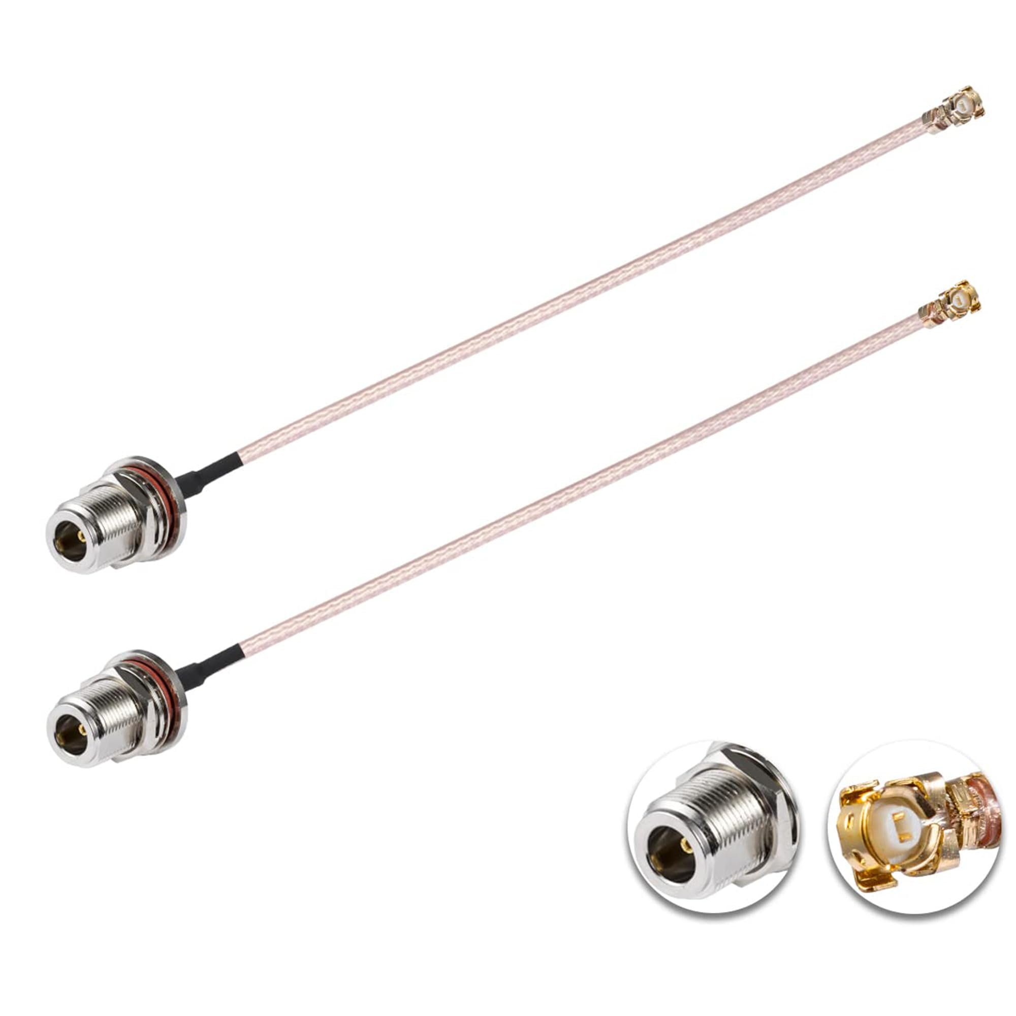 Vecys 2PCS U.F.L1 to N Type Female Low Loss Coaxial Cable 6" /15CM U.F.L1 RG178 Coaxial Pigtail Cable for Wireless Routers Mini PCIE Network Cards PCI Wi-Fi WAN Repeater