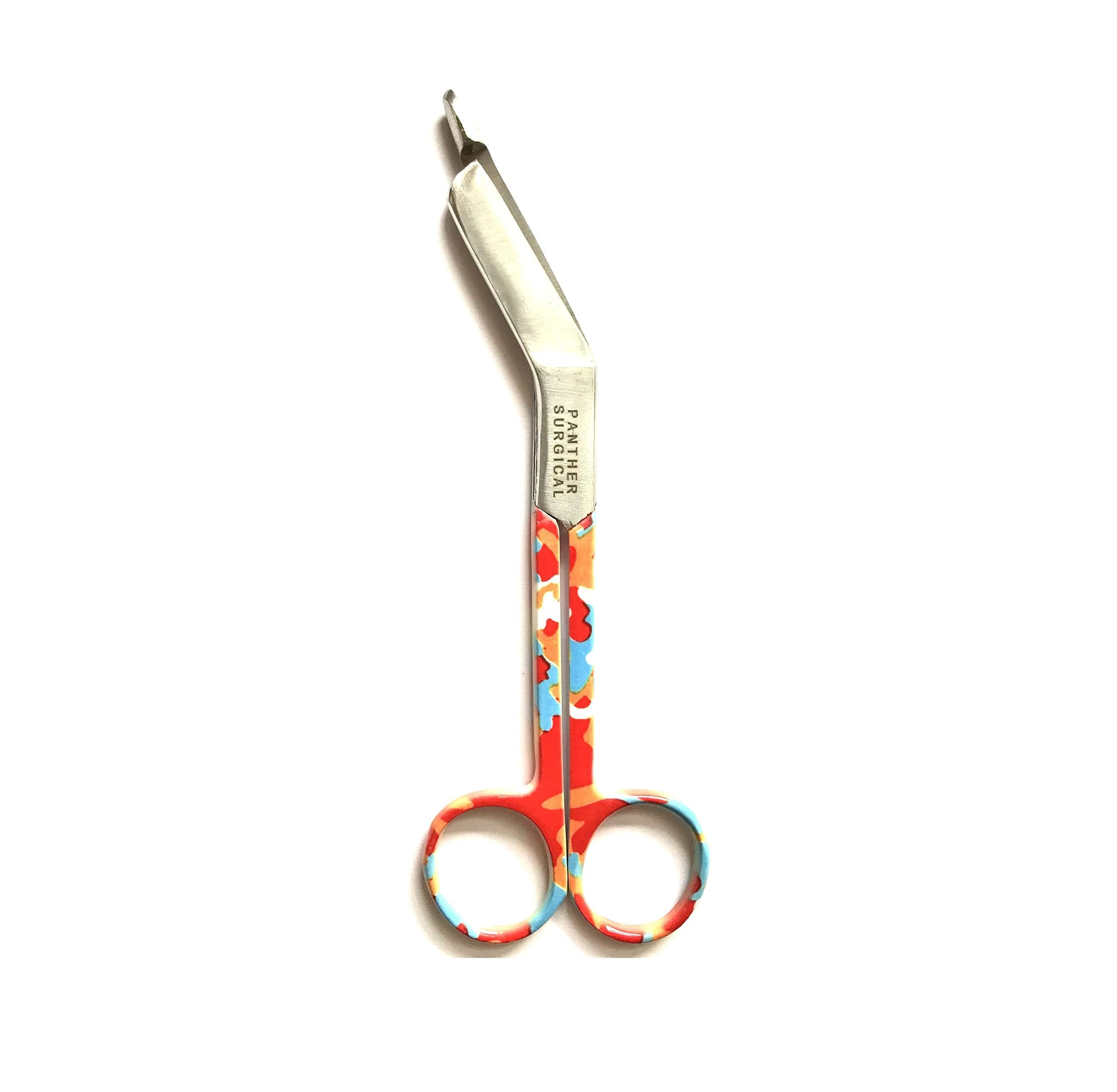 Stainless Steel 5.5 inch Nursing Tough Cut Lister Bandage Scissors Multi Colored First Aid Utility First Aid Bandage Scissors (Multi Colored Pattern)