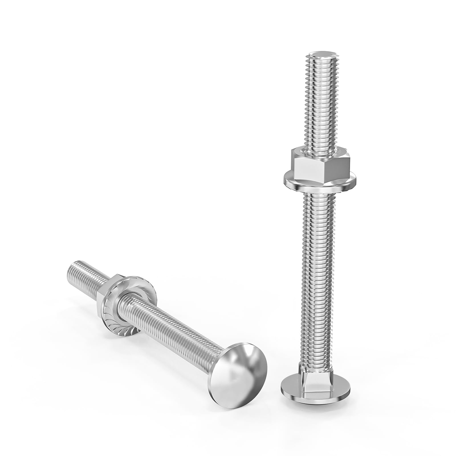 ORTAVA Carriage Bolts M5 x 50 Galvanised DIN 603 (Pack of 20), with Hex Flange Nut, Carbon Steel, Half Round Head Square Carriage Bolts