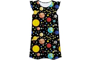 uideazone Girls Nightgowns Flutter Sleeve Pajamas Dress 3D Printed Princess Nightdress Size 5-12