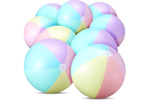MiniInflat 12 Pcs Inflatable Beach Balls Bulk Pastel Color Jumbo Big Macaron Beach Balls Summer Swimming Party Favor Water Games(12.5 Inch)