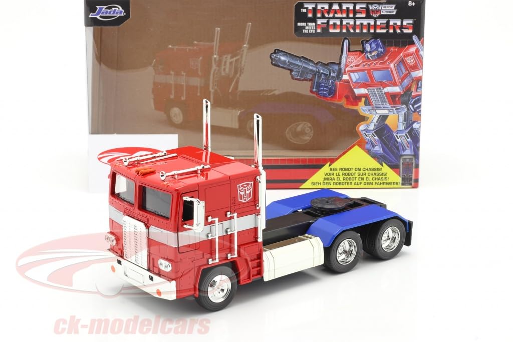 Jada Toys Transformers G1 Optimus Prime 1:24 Scale Die-Cast Car - Red/Blue