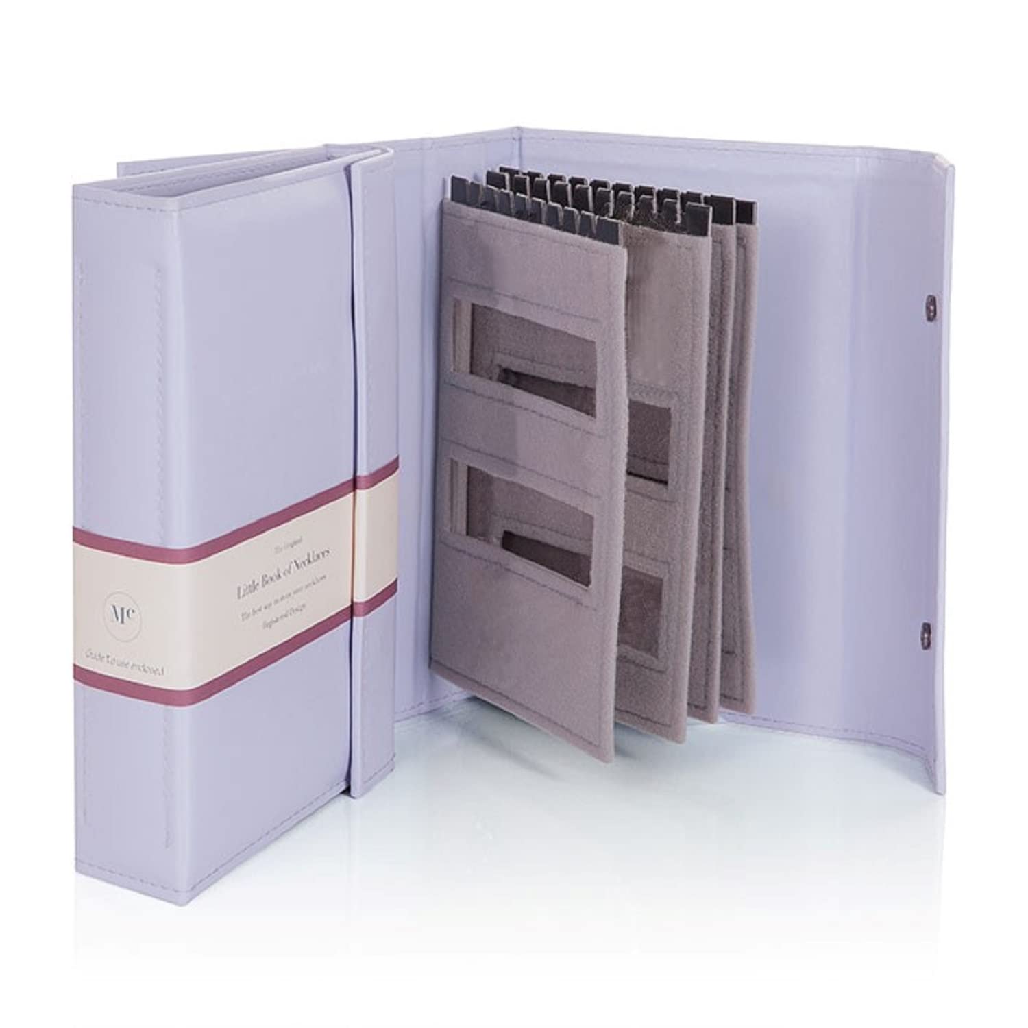 Little Book Of Necklaces Lilac/Light Purple Faux Leather Book Necklace Case