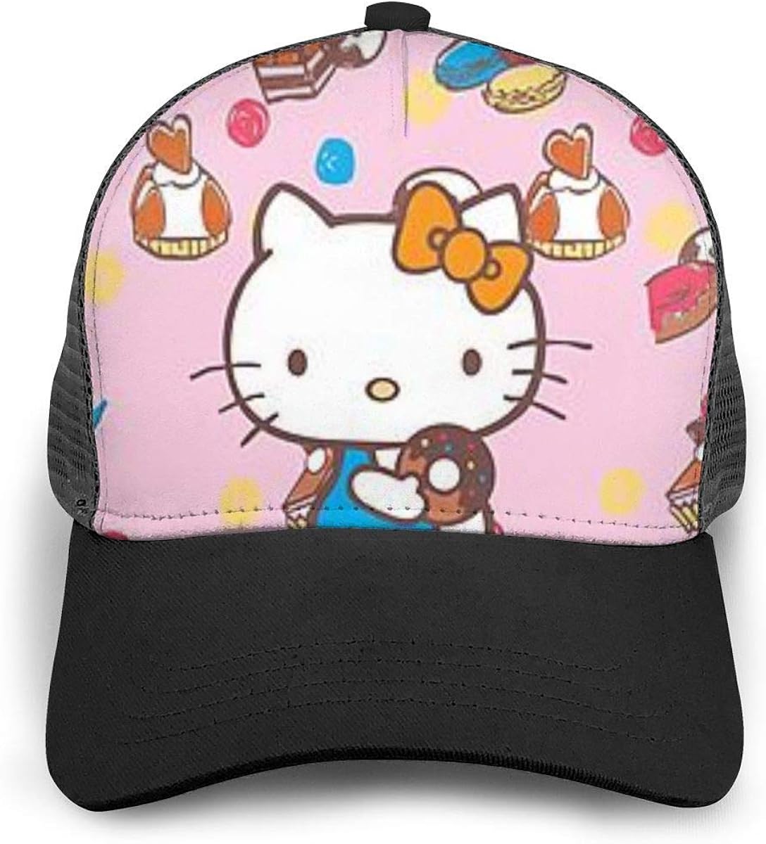 Hello Kitty Baseball Cap Hip Hop Hat for Men Women Teens Black