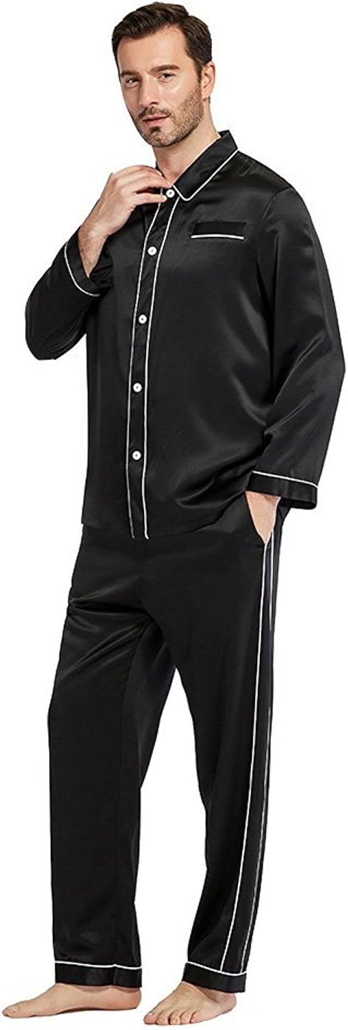 LilySilk Silk Pajamas Set for Men Christmas 22 Momme Most Comfortable