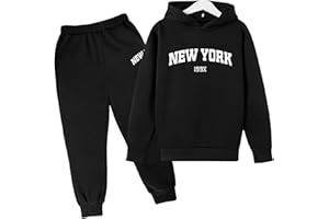 WOMAIL Boys Girls NEW YORK Hoodie Tracksuit 2 Pieces Set Athletic Casual Hooded Sweatshirt and Joggers Set Sweatsuit Outfits