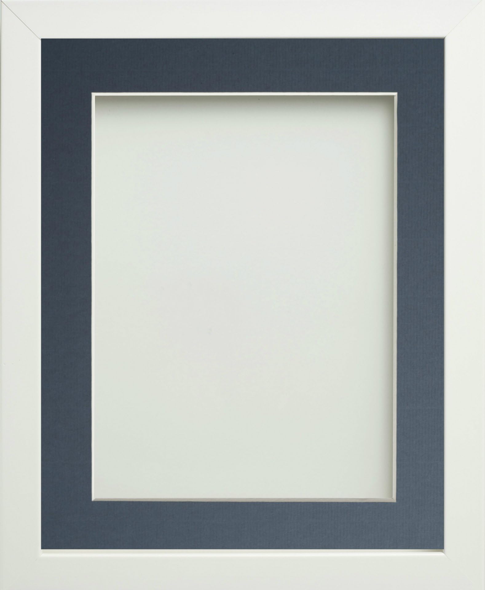 Frame Company Connolly Range White Wooden Picture Photo Frame with Blue Mount, A3 for pic size A4 *Choice of Sizes*