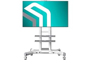ONKRON Mobile TV Stand for 40" - 70" TVs up to 100 lbs - Height Adjustable TV Stand Cart with 2 Shelves - max VESA 600x400 - Portable TV Stand on Wheels/TV Cart Rolling TV Stand with Wheels White