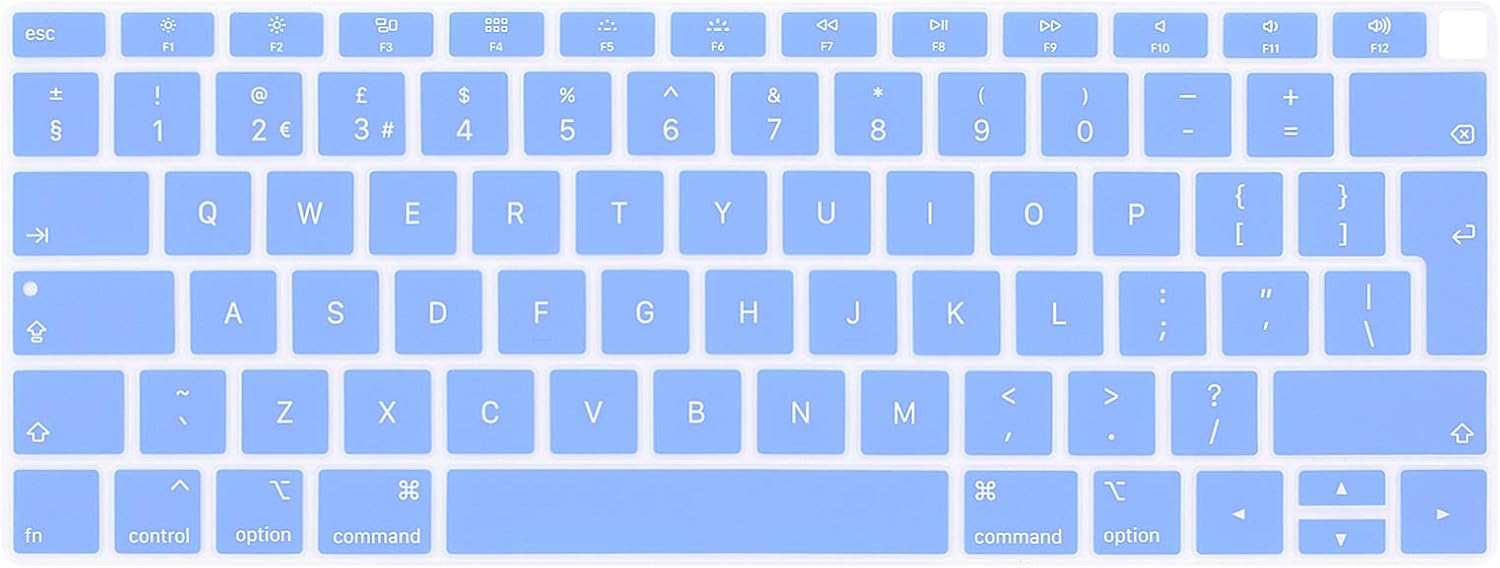 MMDW English Keyboard Cover Compatible with MacBook Air 2018 Release 13.3 inch A1932 with Retina Display and Touch ID Silicone Soft Protector European UK Version-Tranquil blue