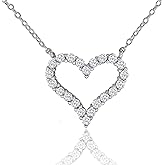 AceLay 18k Gold Plated Heart Necklaces For Women Filled With CZ Stones | Women's Jewelry Love Pendant Necklace