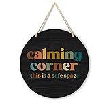 Calming Corner Hanging Wood Sign Plaque - Safe