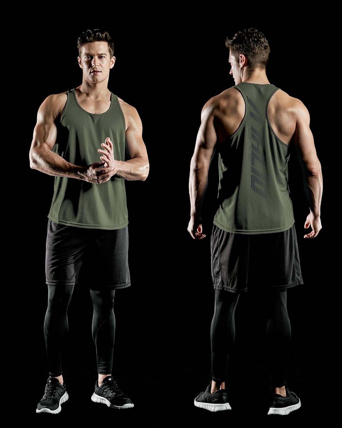 ATHLIO 3 Pack Men's Dry Fit Muscle Workout Tank Tops, Y-Back Bodybuilding Gym Shirts, Athletic Fitness Tank Top: Clothing
