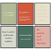 6Pcs Motivational Wall Art Inspiring Teamwork Posters Prints Inspirational Workplace Pictures Office Positive Quotes Canvas Wall Decor for Bedroom Living Room Home Office 8x10in Unframed