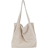 ALUWU Corduroy Tote Bag for Women Girl Canvas Shoulder Handbags Cute Large Purse