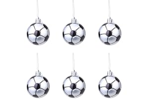 Toyvian 6pcs Christmas Soccer Ball Ornaments Christmas Tree Ball Decorations for Soccer Ball Sports Theme Christmas Holiday Party Decorations