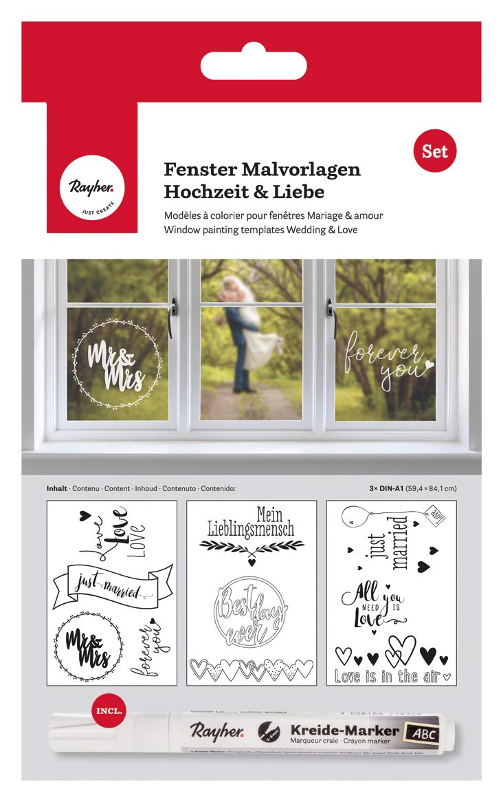 Rayher Window Painting templates Wedding&Love, Black, 1 Set