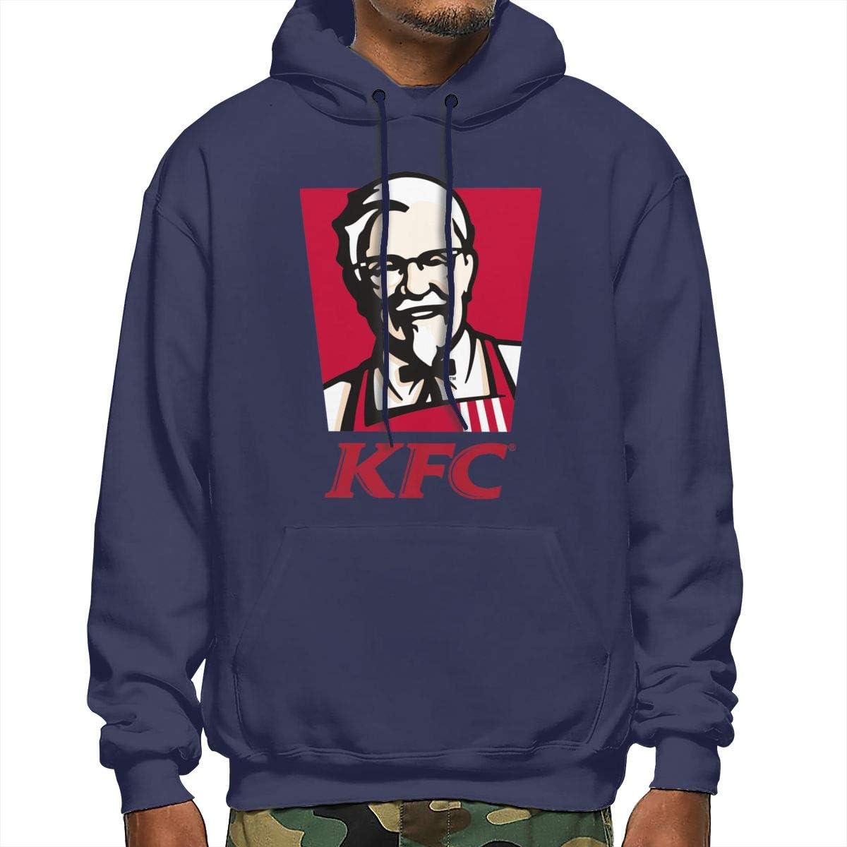 XinDas Custom KFC Colonel Sanders Logo Hooded Sweatshirts for Men Black