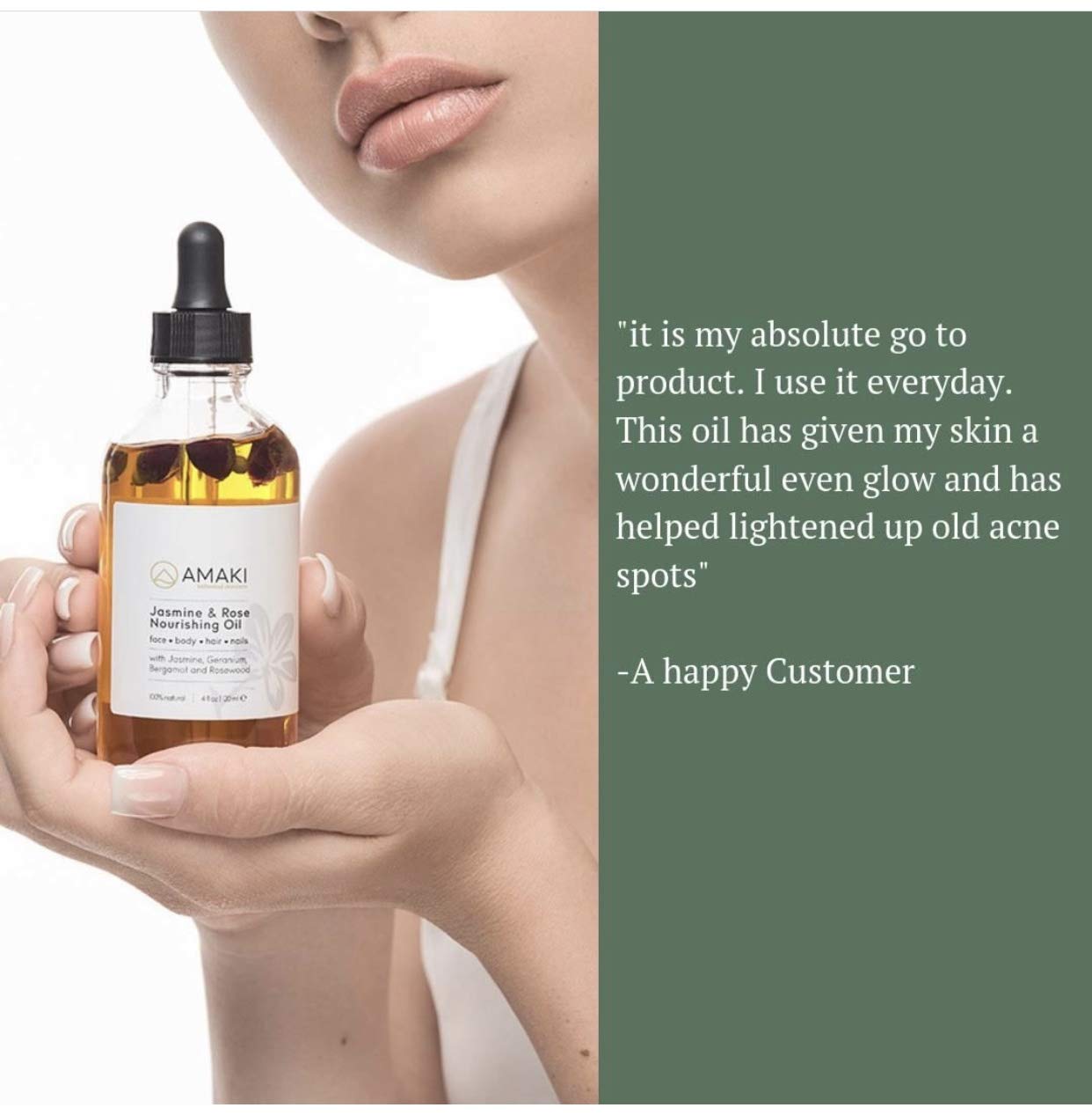 Amaki Organic Essential Oil for Face, Body, Lip, Hair Nails - Blend of Rosehip, Jojoba, Sweet Almond, Primrose, Argan, Jasmine - Effective Facial Moisturizer Serum - Reduces Wrinkles, Acne Scar: Beauty