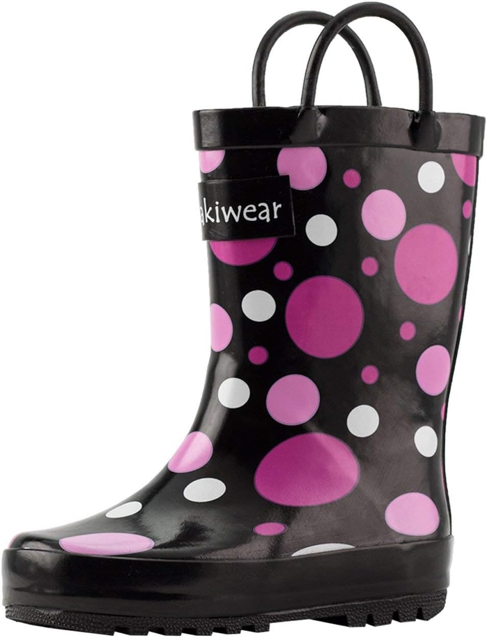OAKI Kids Waterproof Rubber Rain Boots with Easy-On Handles