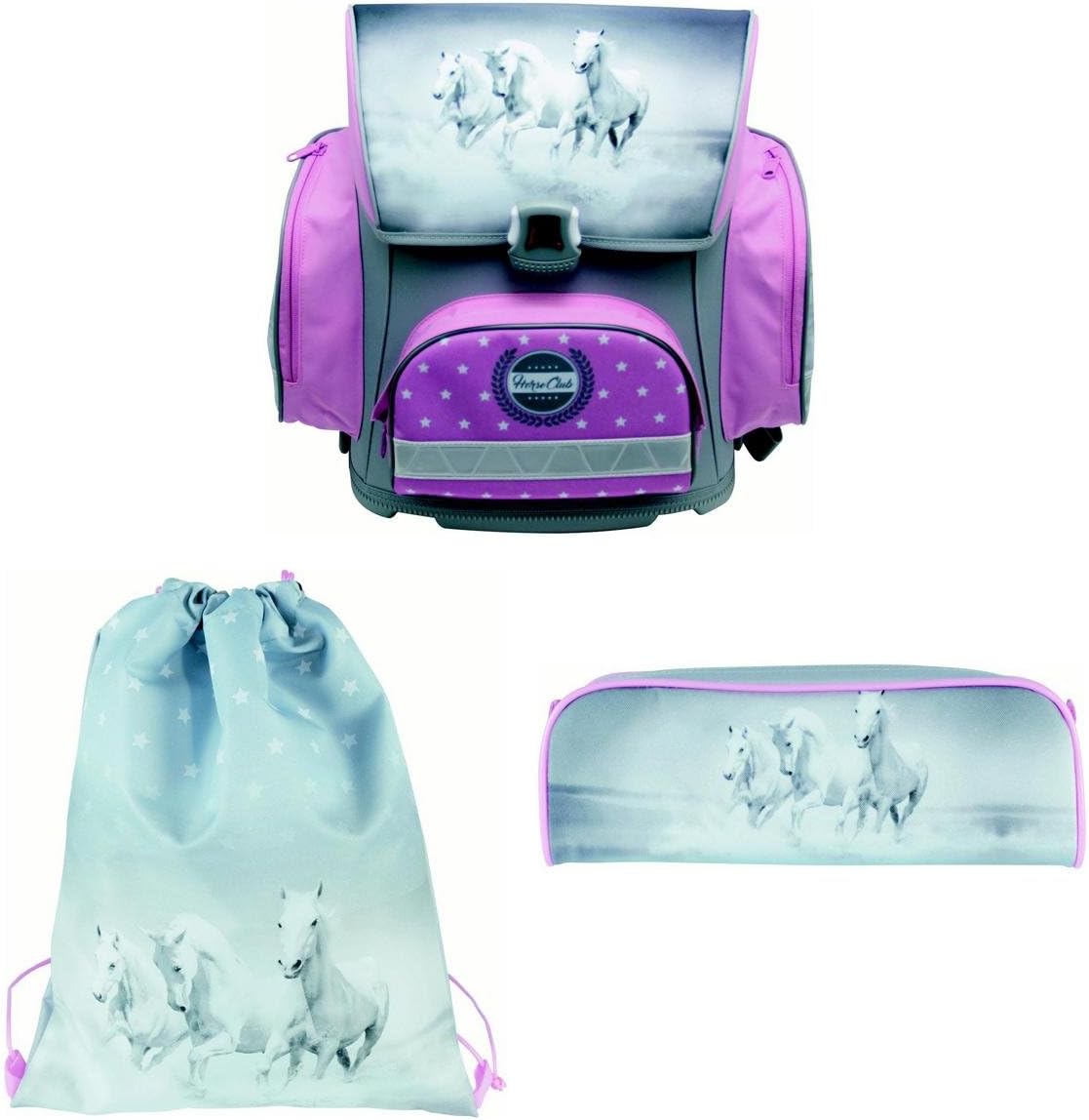 STYLEX Schulranzen-Set, 4-teilig, Pferde School Bag, 38 cm, 15 liters, Multicolour (Pferde Design)