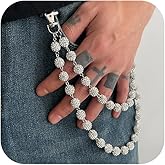 Pants Chain for Men Women Wallet Chain Rhinestone Waist Chain Hipster Street Jeans Chain Silver keychain Pocket Bag Accessories Trendy Body Jewelry