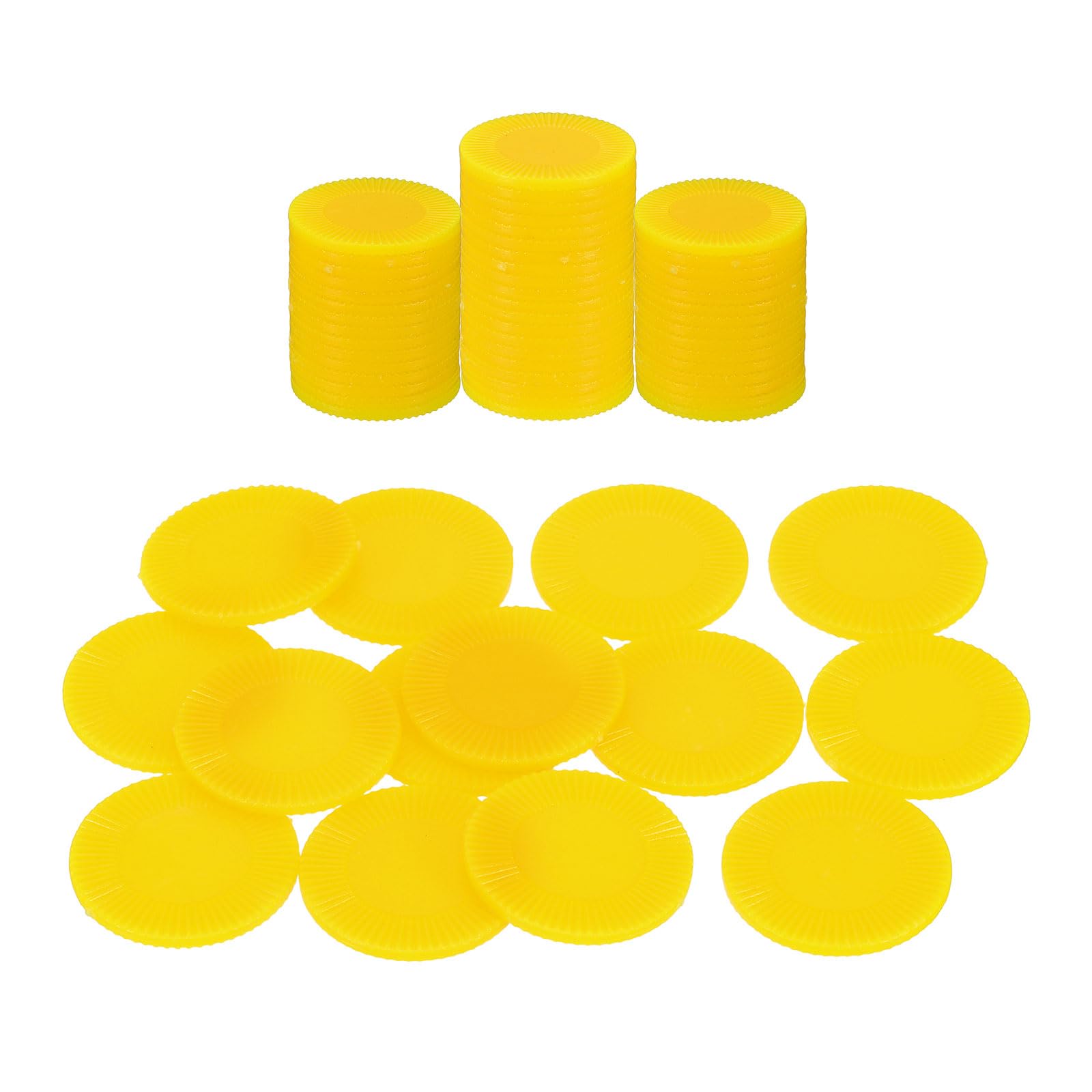 sourcing map 64Pcs Plastic Poker Chips, 1 Inch Mini Bingo Chips Learning Counters Counting Counters Disks Markers Opaque Game Tokens for Game Play Math Counting, Yellow, Pattern