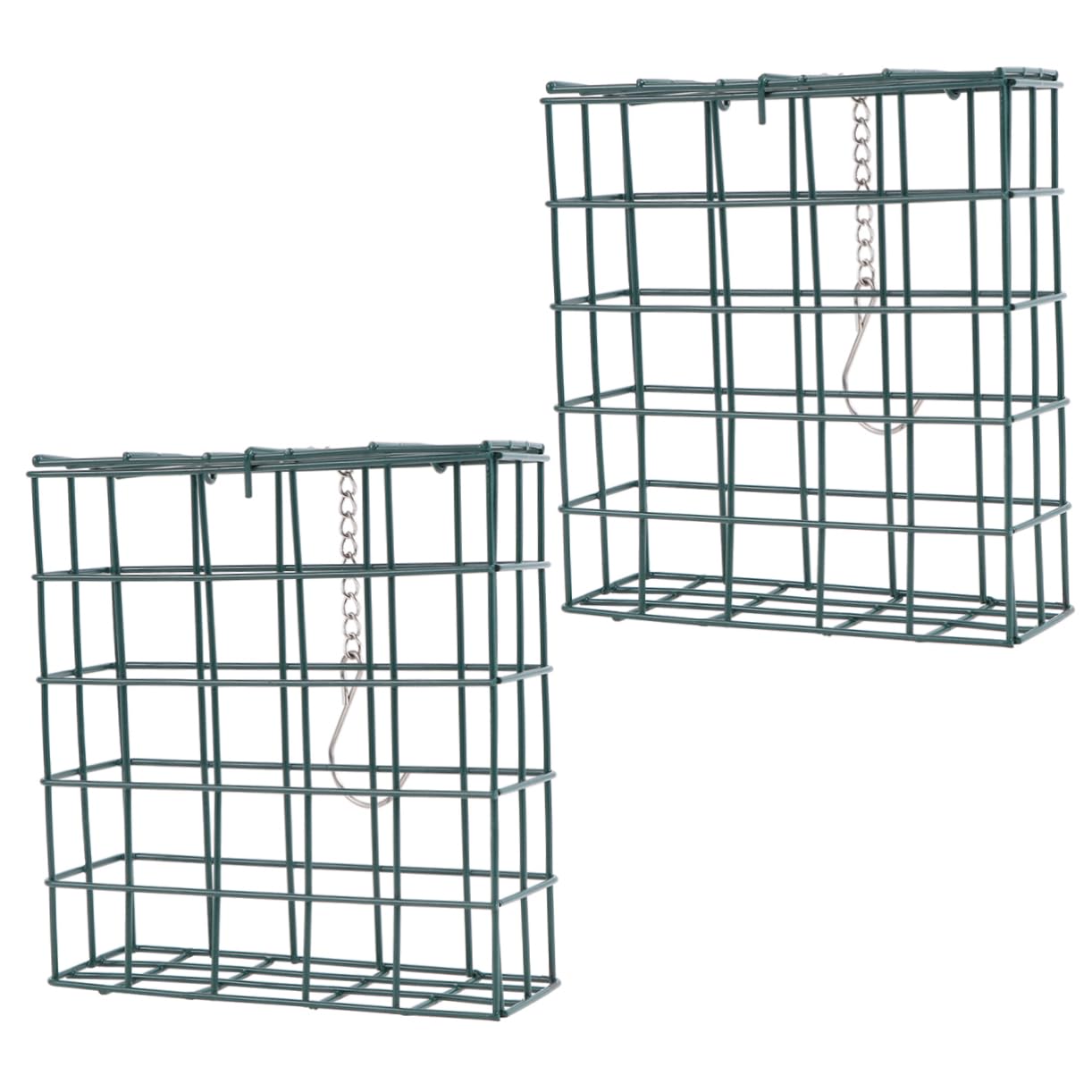 ABOOFAN 2pcs Fill Suet Basket Caged Tube Feeder Suet Block Feeder for Birds Cage Squirrel Proof Bird s Metal Hanging Board