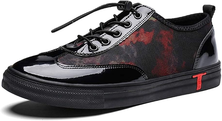 Amazon Mdyjp スポーツシューズ アウトソール スプライシング パテント レザー アッパーロー トップ 耐久性 スニーカー Color 赤 サイズ 24 Cm スニーカー