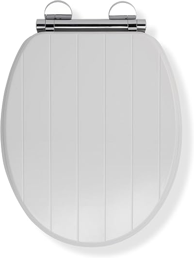 Croydex Portland Soft Close Toilet Seat with Flexi-Fix Hinges White Wood