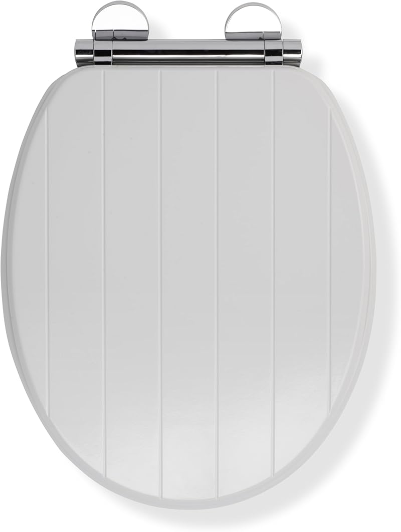 Croydex Portland Soft Close Toilet Seat with Flexi-Fix Hinges White Wood