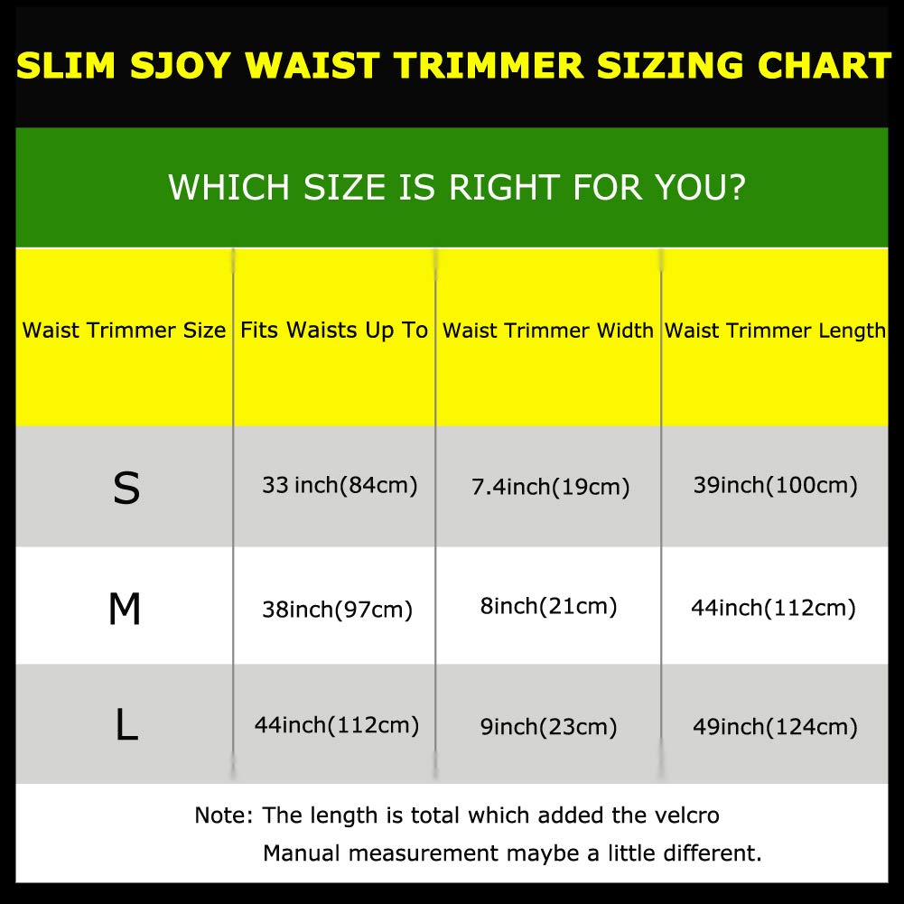 Slim Sjoy Waist Trimmer, Weight Loss Increase Circulation, Sweat More, Max Fat Burning Capabilities, Enhanced Workouts Effect, Slim Body Sweat Wrap Belt Trim Silhouette for Men and Women (M)