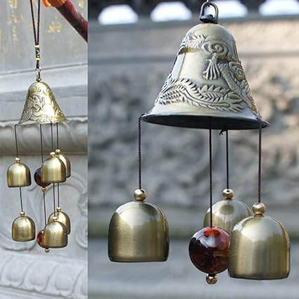 Paradigm Originals Big Metal Dragon 6 Bell Windchime for Home Positivity Hangings Good Luck