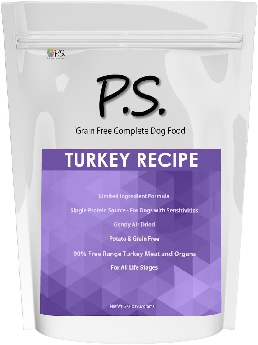 PS For Dogs | New Hypoallergenic Dog Food - No More Paw Licking & Skin Scratching, Solves Allergies Naturally โ Turkey Recipe, 5 lbs