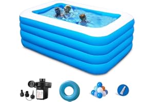 HOMECLEAN Inflatable Swimming Pool, 71” x 51” x 28” Full-Sized Blow Up Pool, Kids Family Pool for Summer Water Party, BPA-Free Above Ground Blow Up Kiddie Pool Ball/Sand Pit, Outdoor, Garden, Backyard