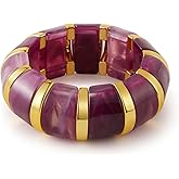 YBMYCM Acrylic Chunky Bangles Bracelets for Women Resin Gold-plated Stackable Stretch Bracelet Wide Wristbands Gift Jewelry