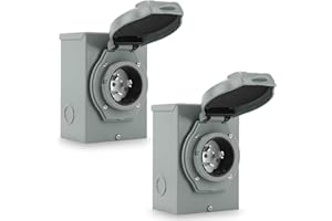 Rundik 50 Amp Power Generator Inlet Box, ETL Listed NEMA SS2-50P Power Inlet Box for 3 Prong Generator Cord, 125/250 Volt, 12500 Watts Generator Transfer Switch Weatherproof, Outdoor Use 2 Pieces