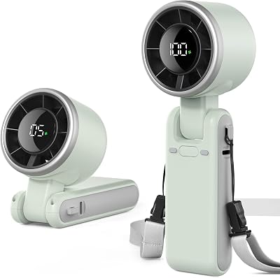 EasyAcc Portable Handheld Turbo Fan 13550RPM 4000mAh USB-C 5 Speeds White Green