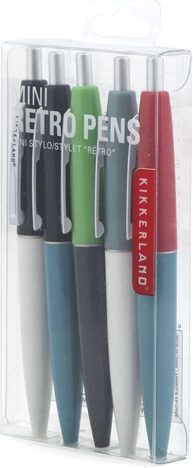 4329S Kikkerland Mini Retro Pens Set of 5 Office Products Pens & Refills