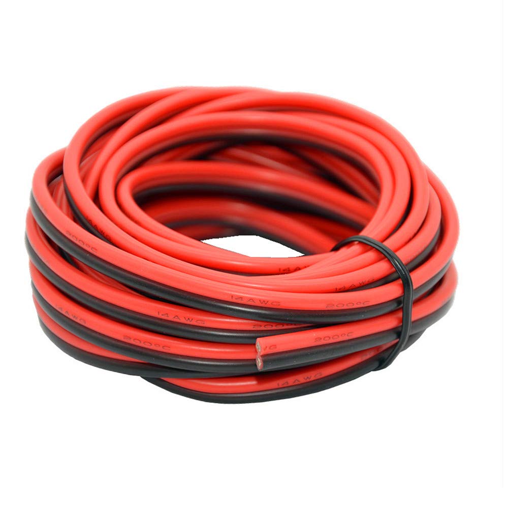 14awg/2mm² Electrical Wire 2 Conductor Parallel Silicone Wire 10 Meters [Black 5M Red 5M] 14 Gauge Flexible Extension Cable Cord Stranded Tinned Copper Wire Hookup Model Batter Cable Lead — image 1