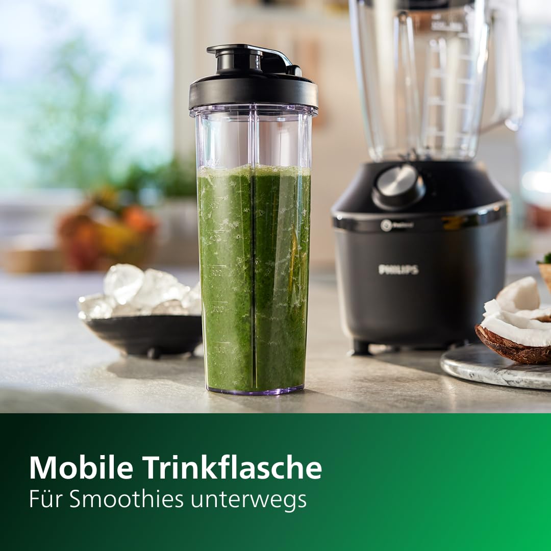 Philips HR2041/41 Standmixer (450 Watt, ProBlend-Technologie, 1,9 Liter Kunststoffbehälter, inkl. Trinkflasche) schwarz 6