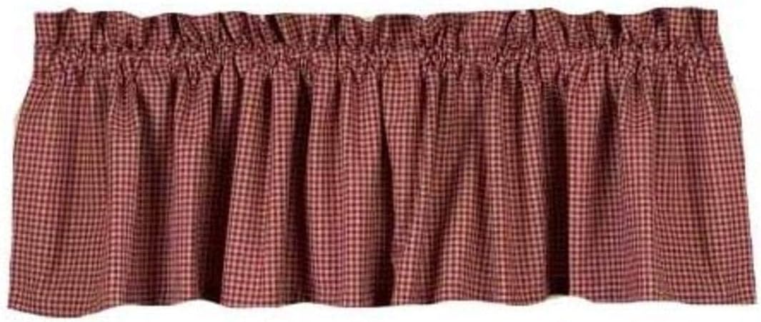 Home Collection by Raghu Newbury Gingham Barn Red Valance, 72 by 15.5"